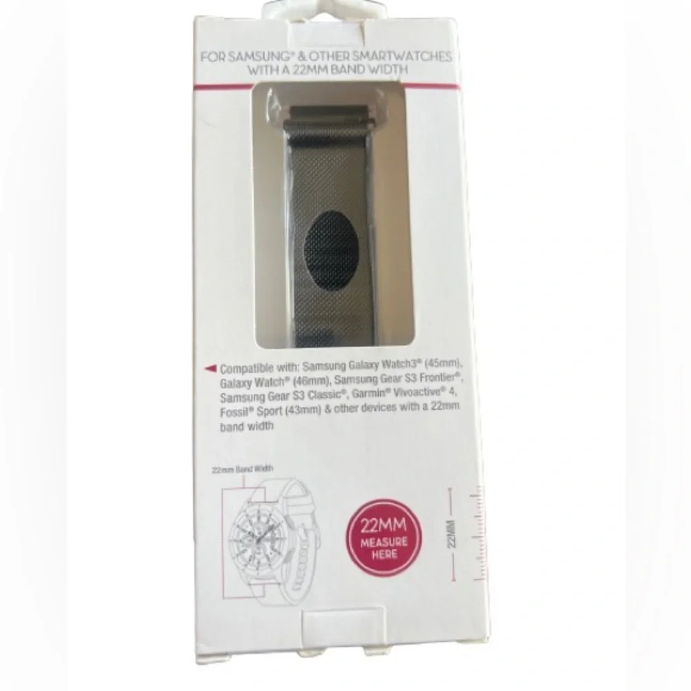 Stainless steel mesh band for Samsung & other smartwatches with a 22mm band widt